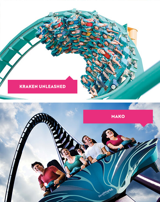 Kraken and Mako rides at SeaWorld Orlando