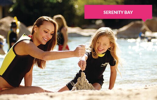 Building a sand castle at Serenity Bay